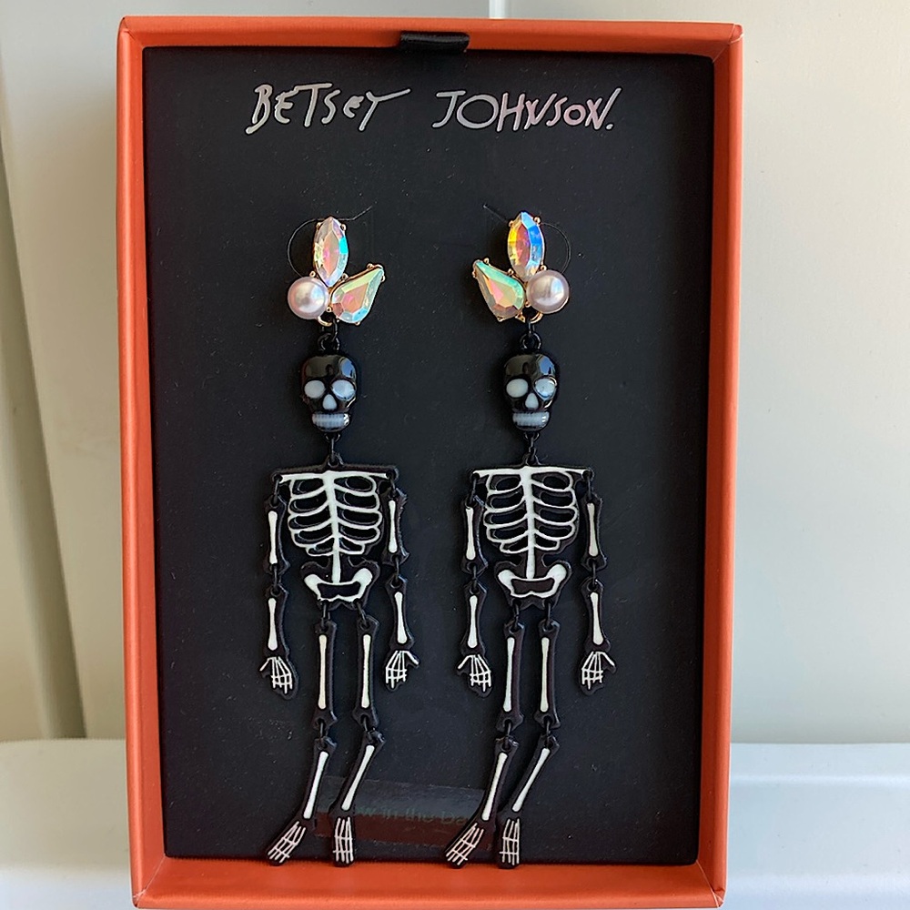 Betsey Johnson Glow in the Dark Skeleton dangle earrings